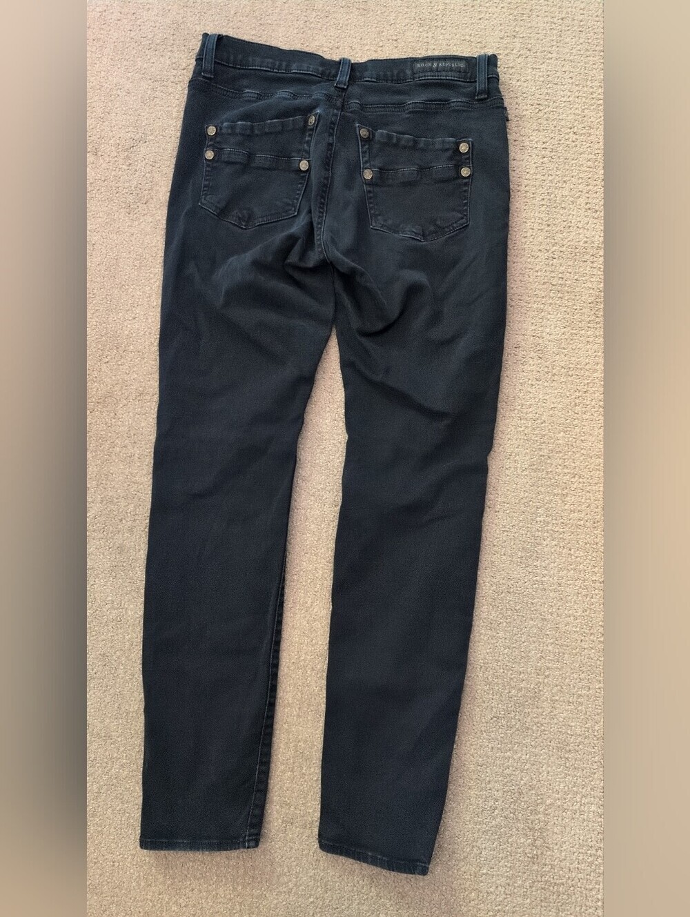 Rock & Republic Gold Button Black High Waist Skinny Jeans/ Denim - Picture 7 of 7